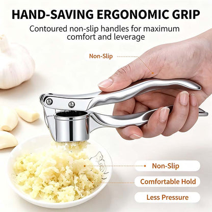 Stainless Steel Garlic Press, Heavy Duty Manual Garlic Crusher Tool🧄