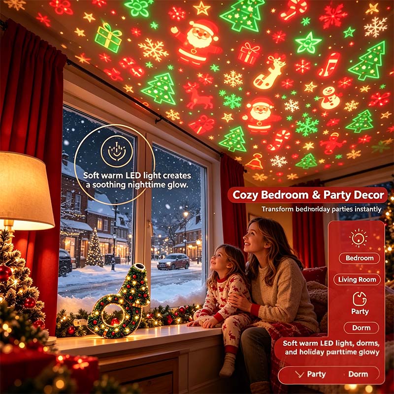 2026 New USB Plug-In Christmas Projector Night Light, 6+ Holiday Pattern Ceiling Lamp🎄