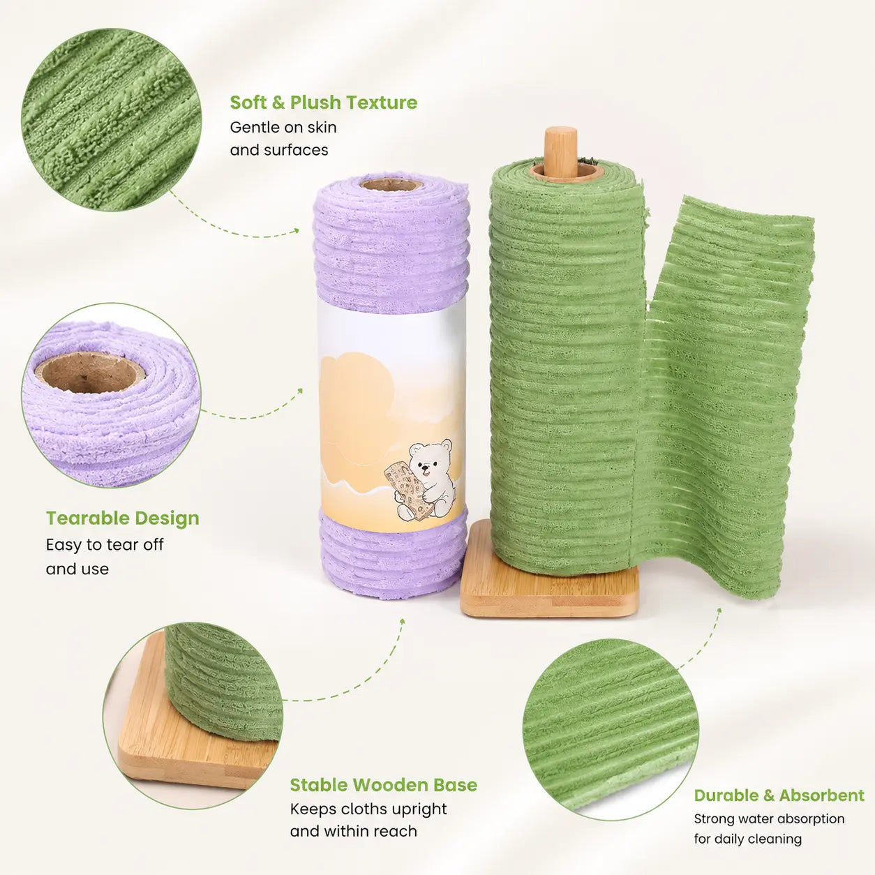 Tearable Plush Cleaning Cloth Roll, for daily household cleaning🧽✨