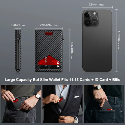 Men's RFID Minimalist Bifold Wallet - 1 ID Window, Pop-Up Card Holder, Money Clip💳