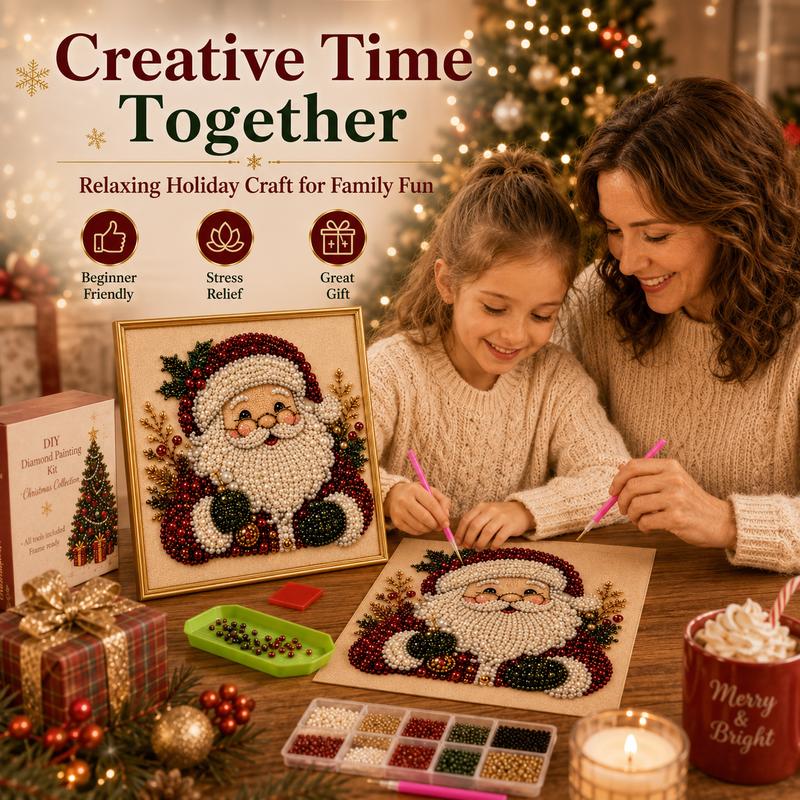 Frameless 3D Beaded Christmas Pearl Diamond Painting🌲