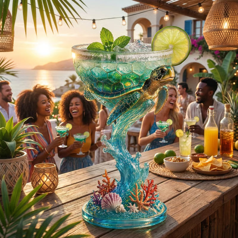 🦜Parrot Paradise Margarita Glass-Tropical Collectible Cocktail Goblet🐢
