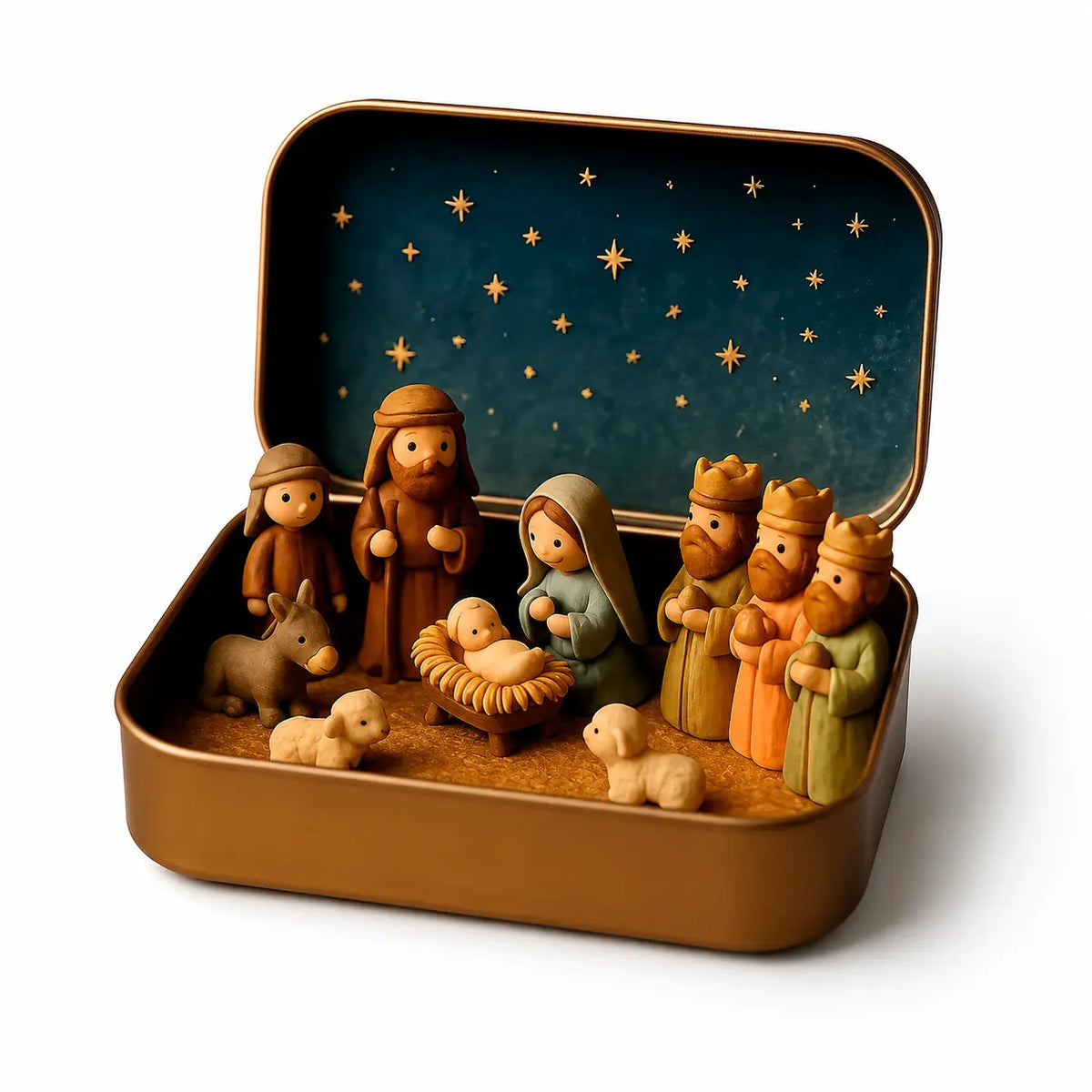 Religious Pocket-Size Mini Nativity Scene Set with Storage Box⛪