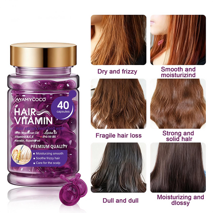 Hair Vitamin Capsules Infused with Violet Vitamins & Argan Oil,40 Capsules💜