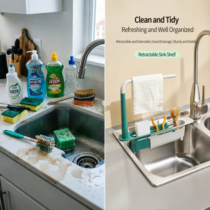 Expandable Sink Organizer Shelf - Waterproof Plastic Rack with No Mold Growth🛁