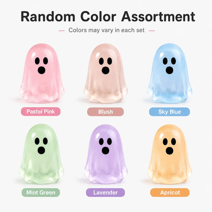 Glow In Dark Cute Ghost Resin Bead Set, Random Pattern Luminous Decorative Charms 👻