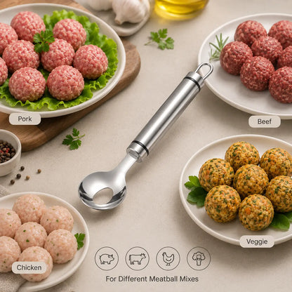 Stainless Steel Meatball Maker Spoon, Non‑Stick Meat Ball Extrusion Scoop 🍲