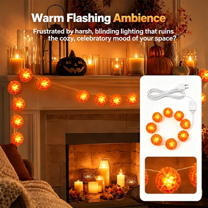 3M Mexican Marigold LED String Lights, 20 Flashing Orange Cempasuchil Style Garland, Battery-Powered🌼✨