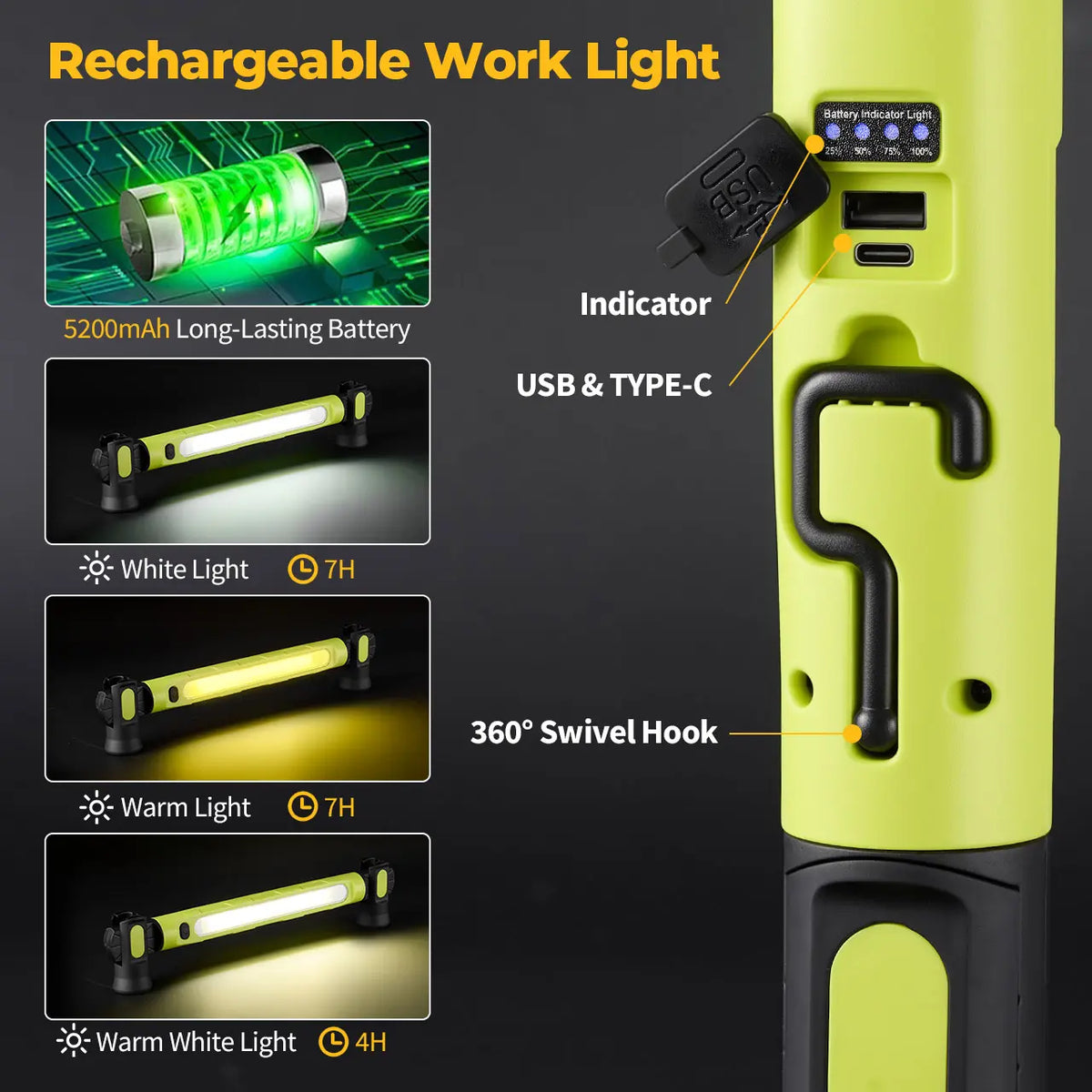 Magnetic Under Hood Work Light | 3000LM Rechargeable LED Bar🔦
