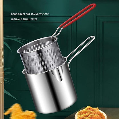 Stainless Steel Deep Fryer Set - 1-Person Mini Pot with Fry Pot, Filter Basket & Food Clip 🍳