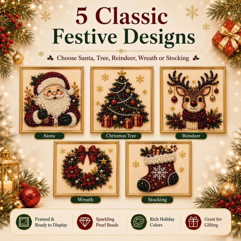 Frameless 3D Beaded Christmas Pearl Diamond Painting🌲
