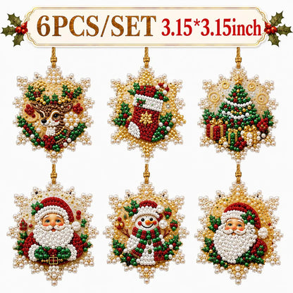 6Pcs/12Pcs Christmas DIY Diamond Painting Ornaments Kit, Xmas Tree Hanging Pendant🎄