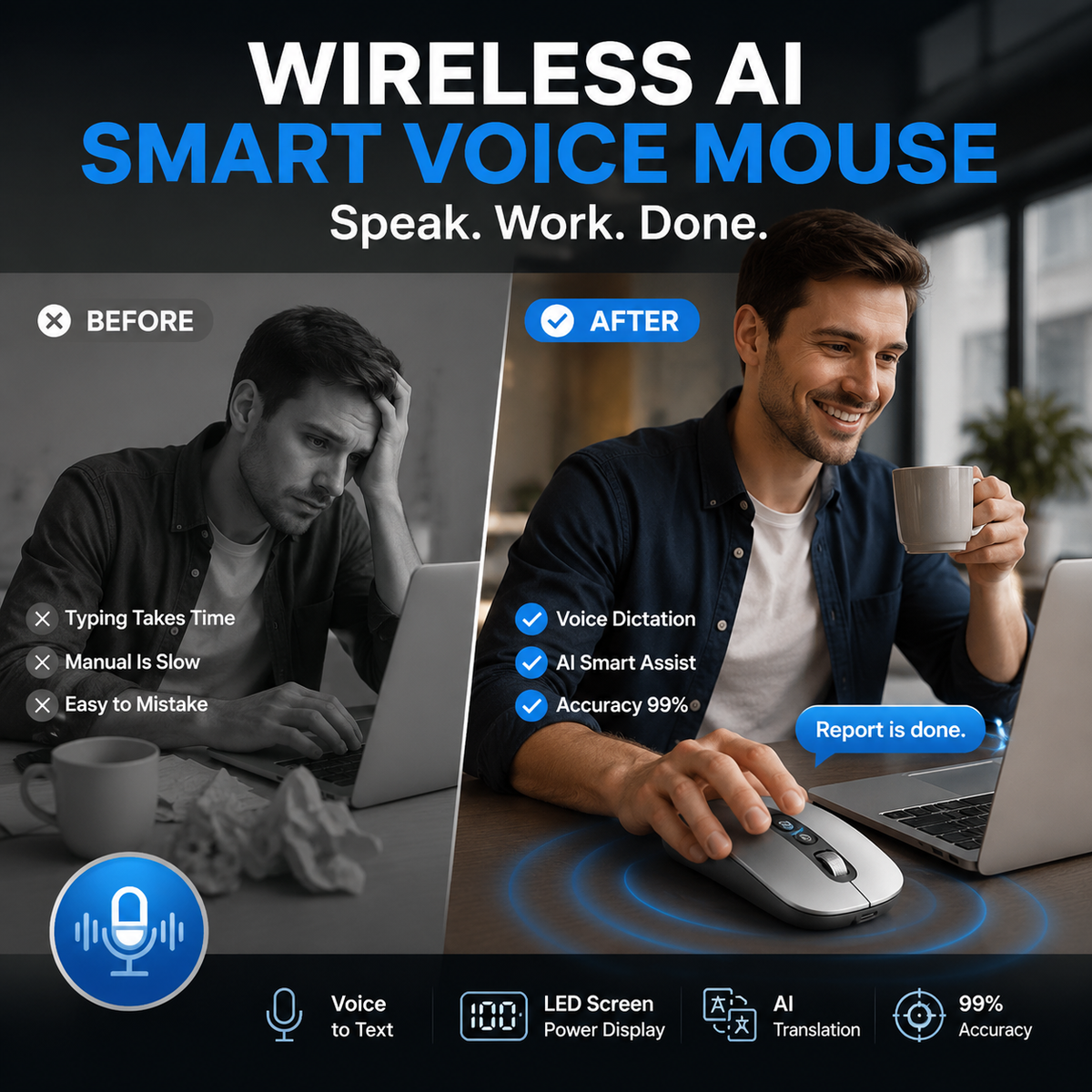 Wireless AI Smart Voice Mouse 🖱️