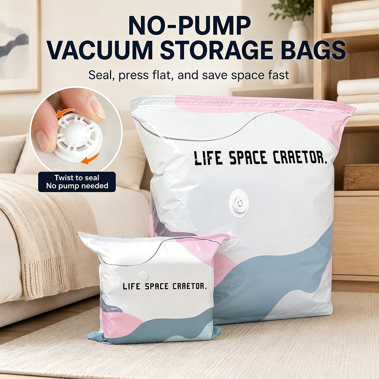 NO-PUMP VACUUM STORAGE BAGS 🧺