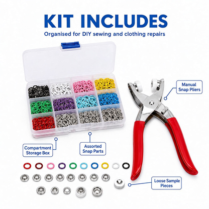 Seamless Stitching Sewing Kit-100Pcs Invisible Colored Metal Buckle & Manual Pressure Pliers 🔧