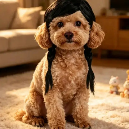 Cute Short-Hair Wig Pet Headband, Funny Pet Wig Hair Accessories for Dogs and Cats 🐶