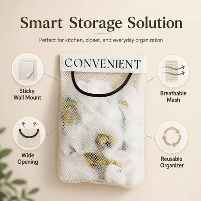 5PCS Grocery Garbage Bag Holder Trash Bag Dispenser Sticky Wall Mounted Mesh🛒