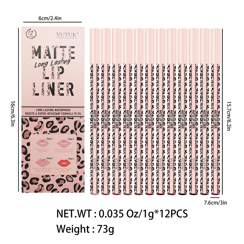 Full 12‑Color Lip Liner Set – Matte High Pigment, Long‑Lasting Non‑Fading 💋