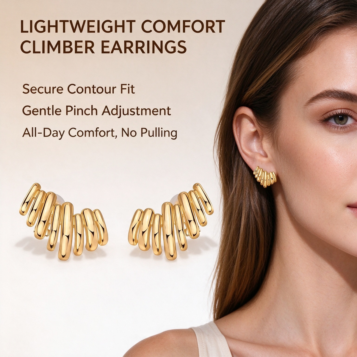 14K Gold Plated Statement Climber Stud Earrings for Women β¨π