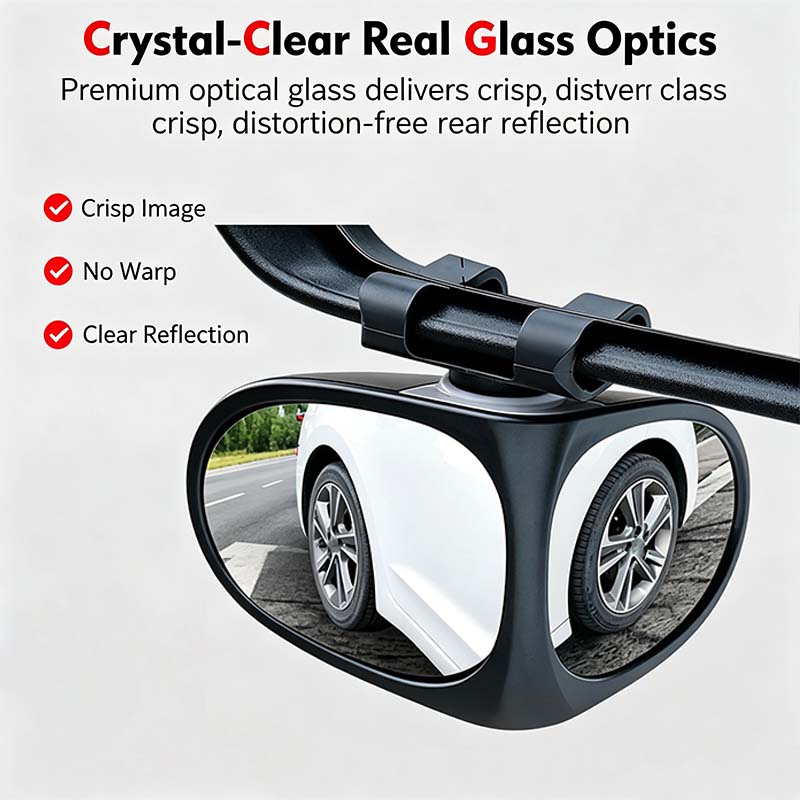 360° Rotatable Car Blind Spot Mirror Dual‑Lens Real Glass ABS Housing Adhesive🚗