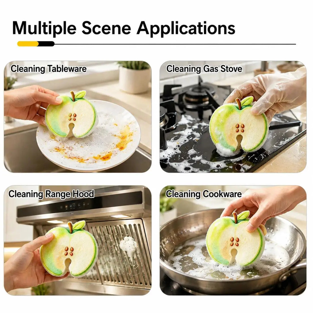 Compressed Cellulose Sponges - 3-Pack Fruit-Shaped Natural Pop-Up Kitchen Sponges🧽