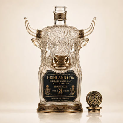Highland Cow Private Cask 21 Years Cow Head Shaped Scotch Whisky Bottle