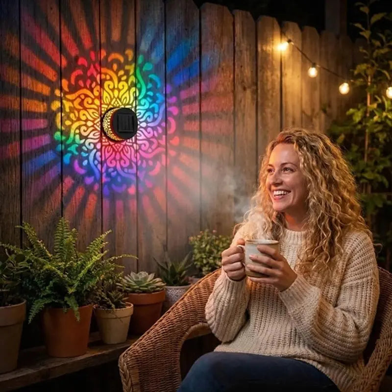 Solar Mandala Projector Wall Lights IP65 Waterproof Outdoor Decor Lamp☀️
