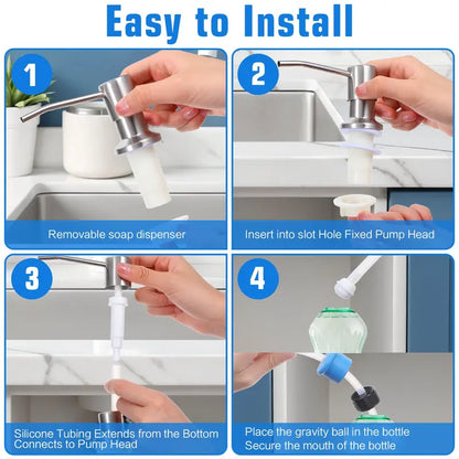 Soap Dispenser for Kitchen Sink Brushed Nickel Stainless Steel Countertop💧