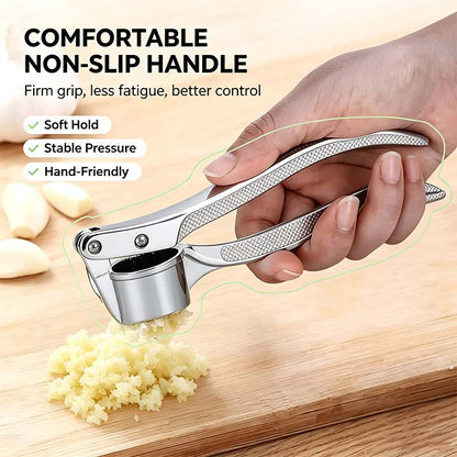 Stainless Steel Garlic Press, Heavy Duty Manual Garlic Crusher Tool🧄