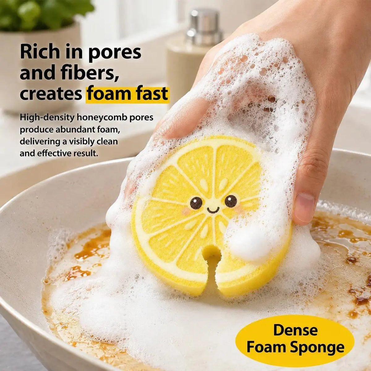 Compressed Cellulose Sponges - 3-Pack Fruit-Shaped Natural Pop-Up Kitchen Sponges🧽