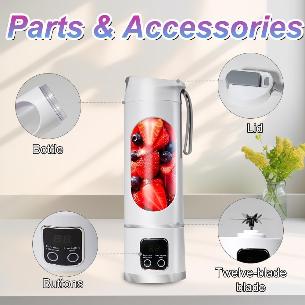 【Summer Sale Deals】 Portable 15.22 Oz USB Rechargeable Personal Blender with LED Display🥤