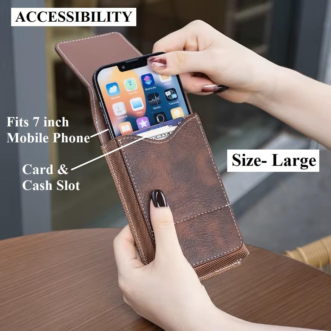 Men's Waist Phone Pouch with Card Slot, Magnetic Lock & Metal Belt Clip📱