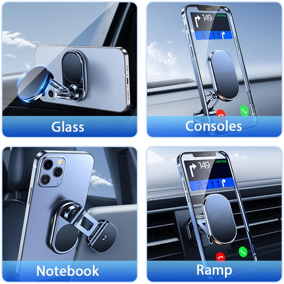 Foldable 360° Rotatable Metal Magnetic Car Phone Holder 🧲