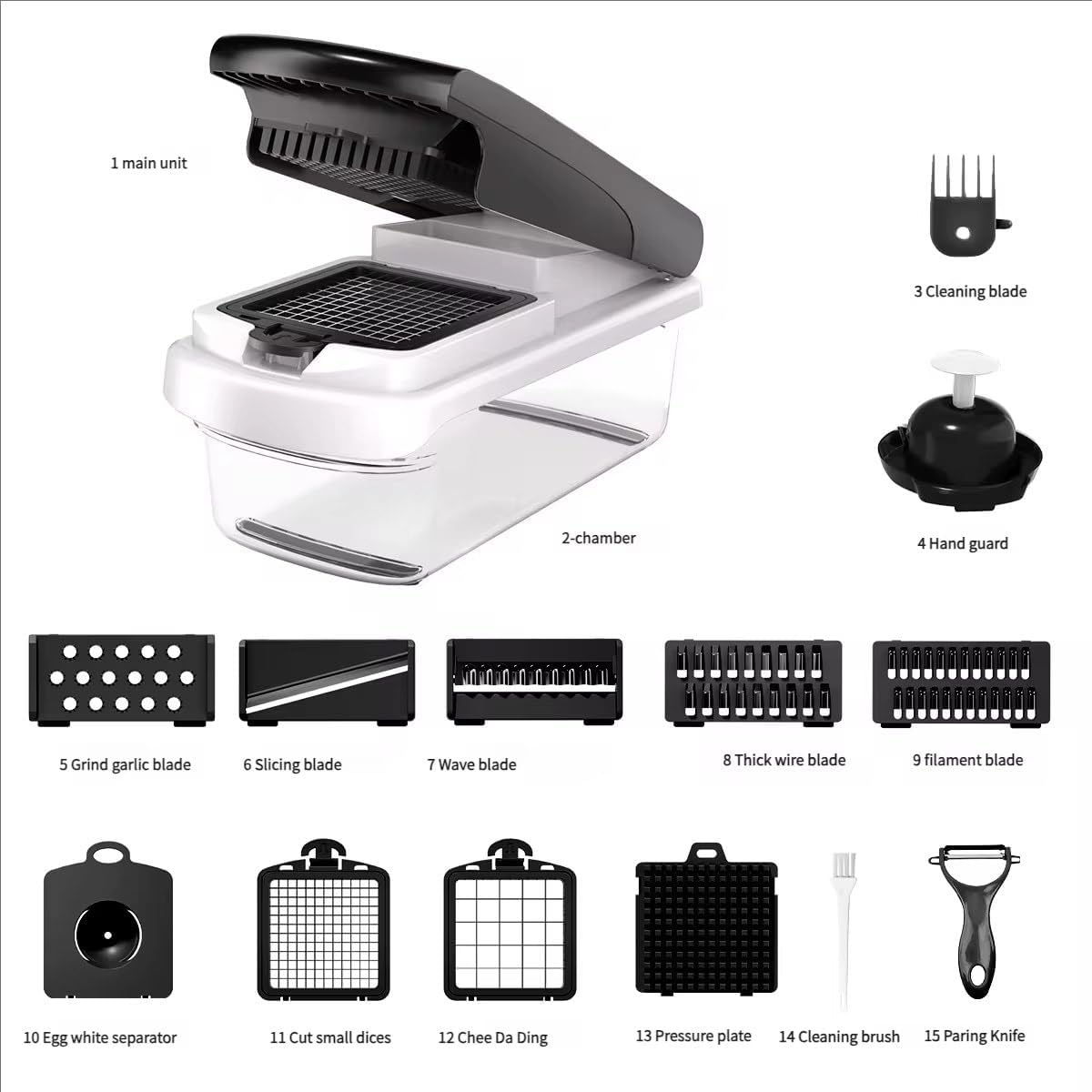 15-in-1 Vegetable Slicer Dicer, 7 Blades Kitchen Chopper