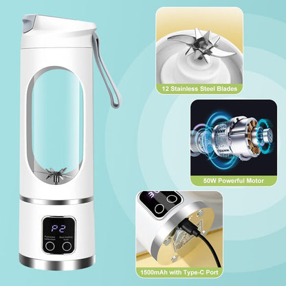 【Summer Sale Deals】 Portable 15.22 Oz USB Rechargeable Personal Blender with LED Display🥤