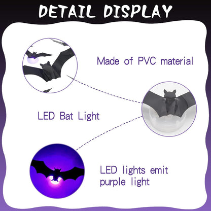 3D Bat Light LED Decorations, Halloween Spooky Ornaments, Bendable Wall Stickers🦇