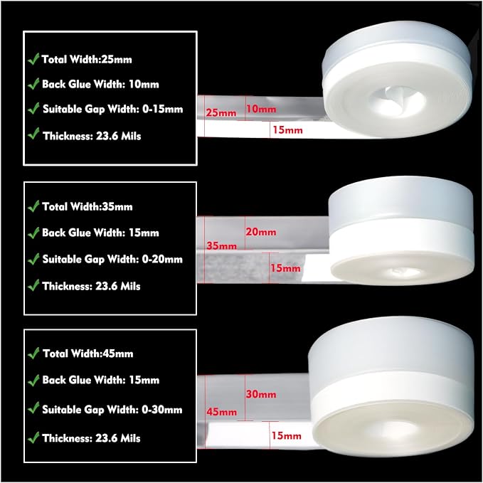 Silicone Seal Weather Stripping Tape 16.5 Feet Strip Bottom Draft Insulation Stopper Tape Weatherproof🏡