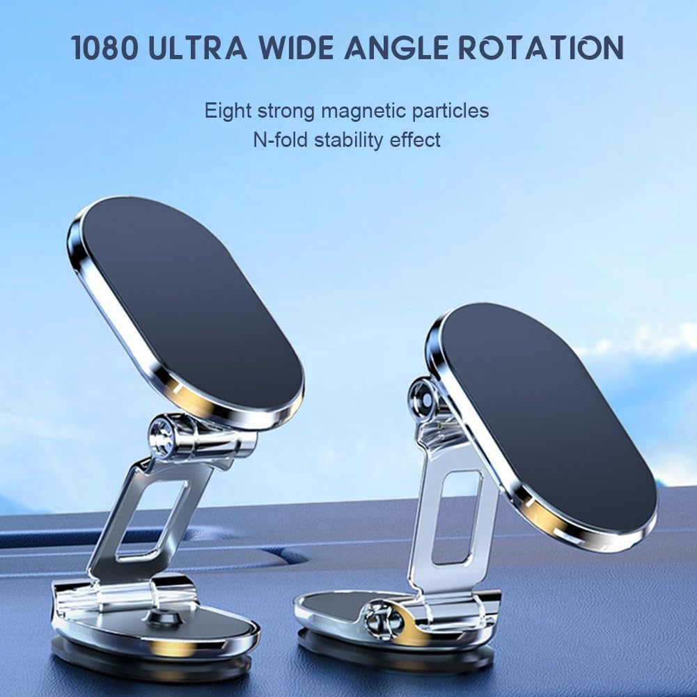 Foldable 360° Rotatable Metal Magnetic Car Phone Holder 🧲