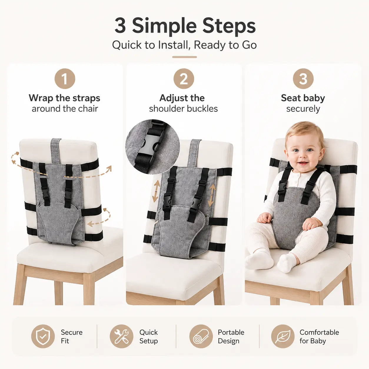 Portable Baby Seat Harness for Dining Chairs, Foldable Toddler Safety Seat🧸