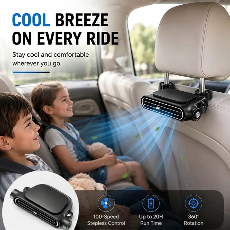 Rechargeable Car Seat Fan, 3 Speed for Car Golf Cart RV💨