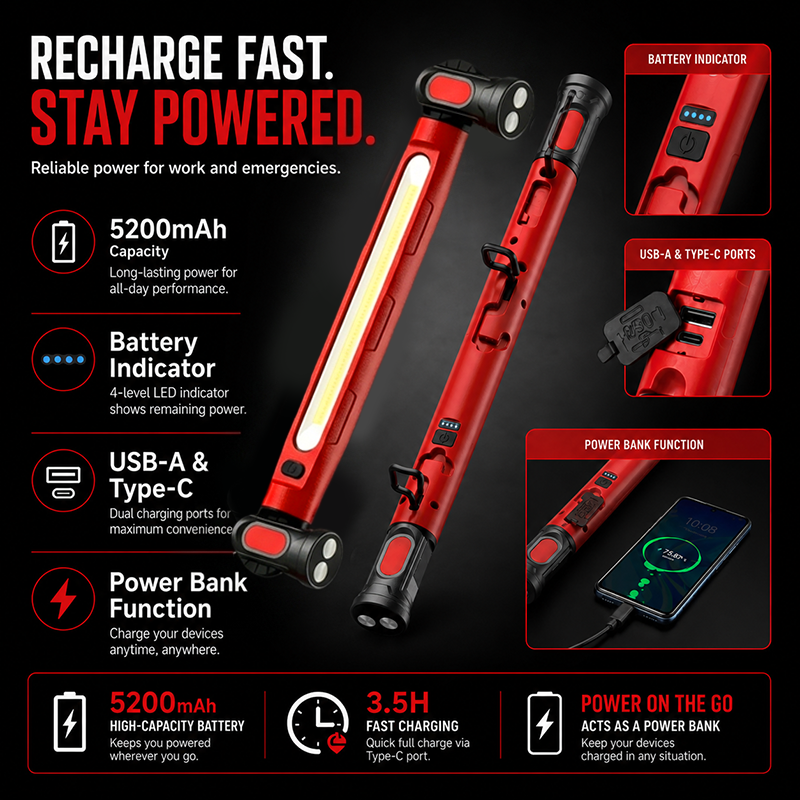 Magnetic Under Hood Work Light | 3000LM Rechargeable LED Bar🔦