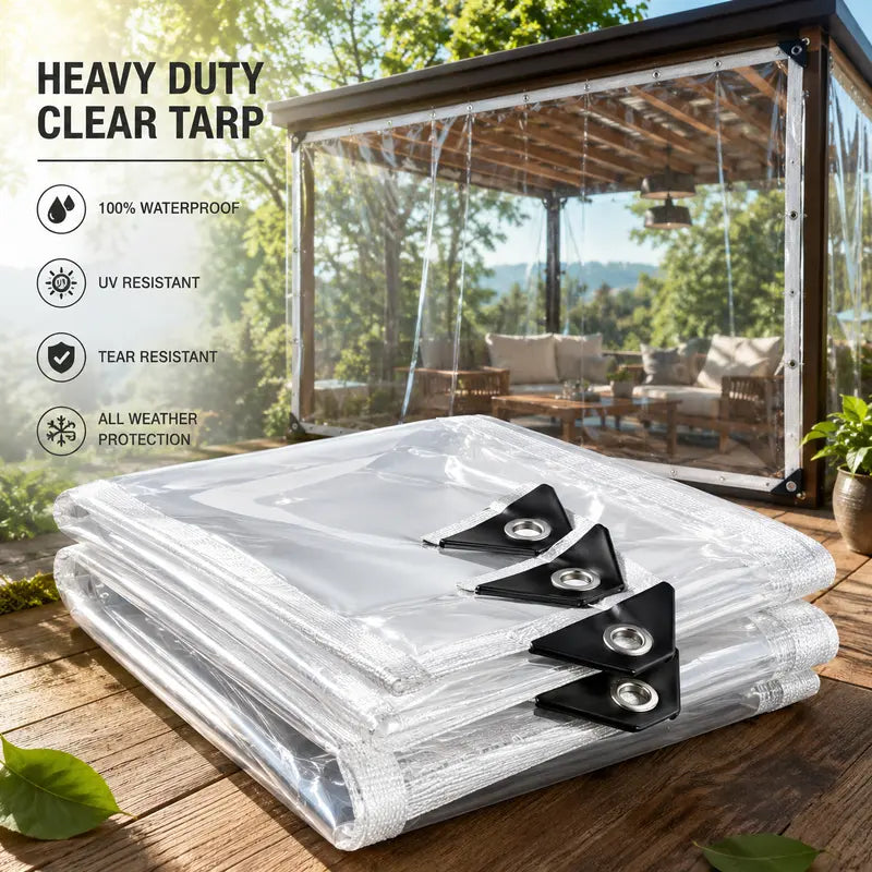 Heavy duty transparent waterproof tarp for outdoor patio protection