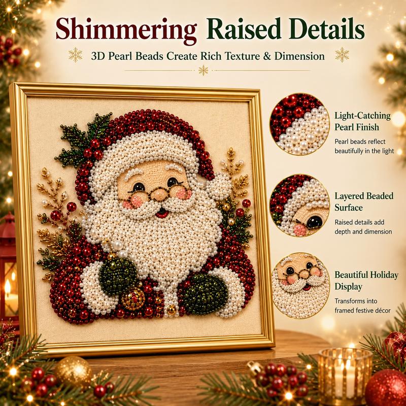 Frameless 3D Beaded Christmas Pearl Diamond Painting🌲
