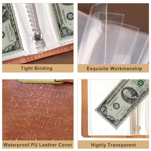 Transparent-Pocket Currency Collectors Album, Top-Grade PU Leather, Password Lock💵