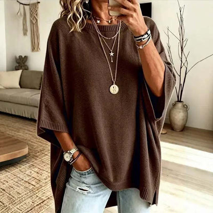 Loose-Fitting, Solid-Color, Casual Knit Sweater for Women, Perfect as An Outer Layer 👚