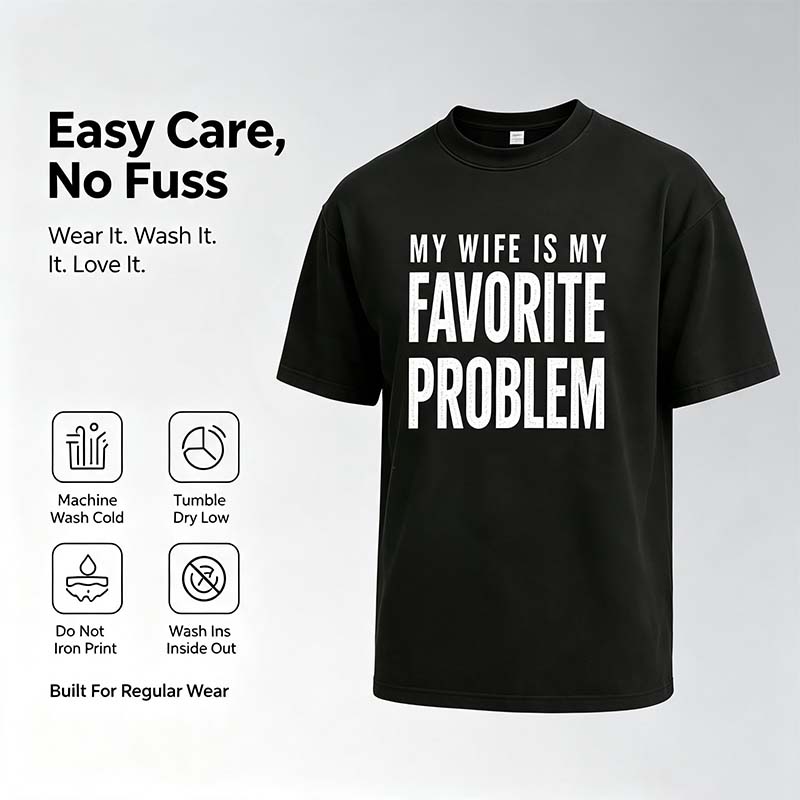 Men's Classic Shortsleeve T-Shirt,Funny 'My Wife Is My FavoriteProblem' Graphic Print👕 😂