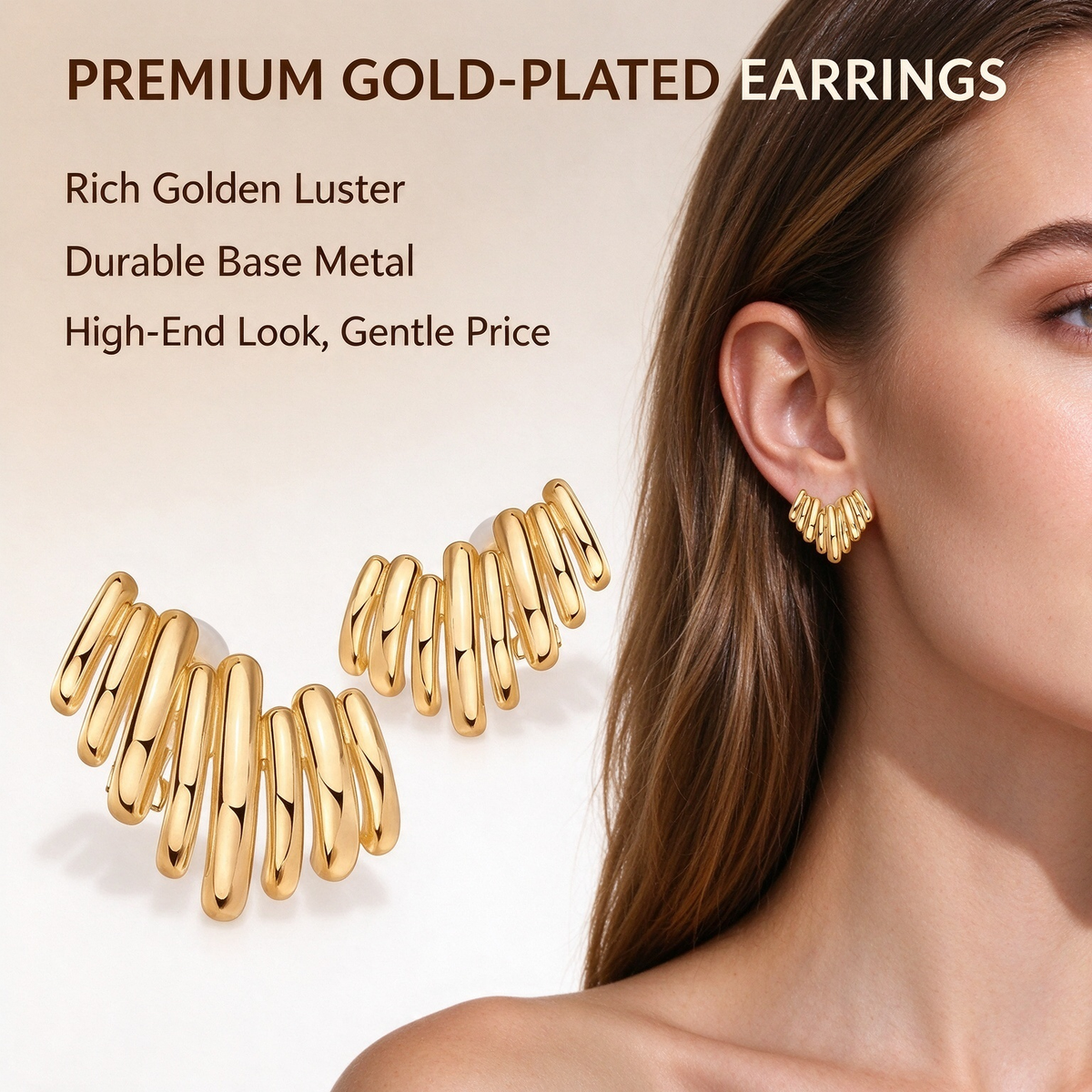 14K Gold Plated Statement Climber Stud Earrings for Women β¨π