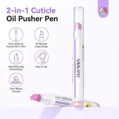 2-Pack  2-In-1 Cuticle Remover Pen Ceramic 45° Tip Lemon Oil💅