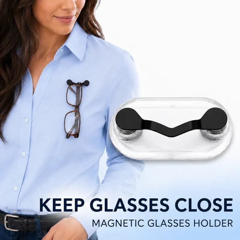 Magnetic Glasses Holder - Premium Strength Magnetic Hold - Fits All Frames👓