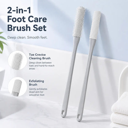 Long-Handle Silicone Soft Pedicure Tool, Shower Foot Cleaning Brush for Toe Gap Skin Cleansing🦶🚿